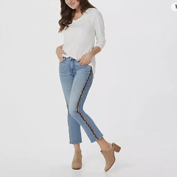 7 For All Mankind Womens 8 snakeskin print Band Ankle Straight Jeans - Picture 1 of 10